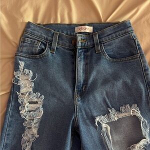Vibrant Denim Distressed Skinny Jeans